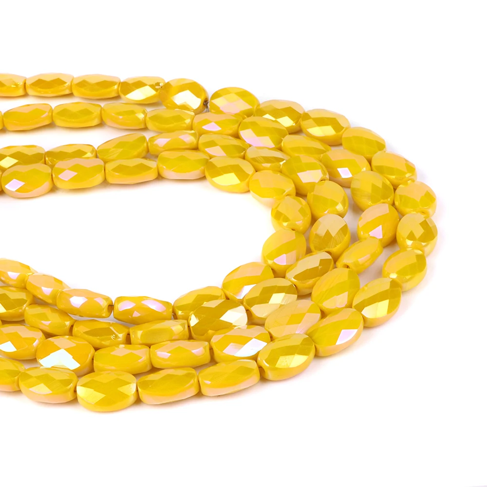 

Бусины с огранкой из натурального желтого камня, 11 х8 мм