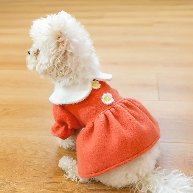 

[2021 Hot Sale]Pet puppy dog clothes autumn and winter thickened warm princess dress Bichon Pomeranian Teddy small dog costume