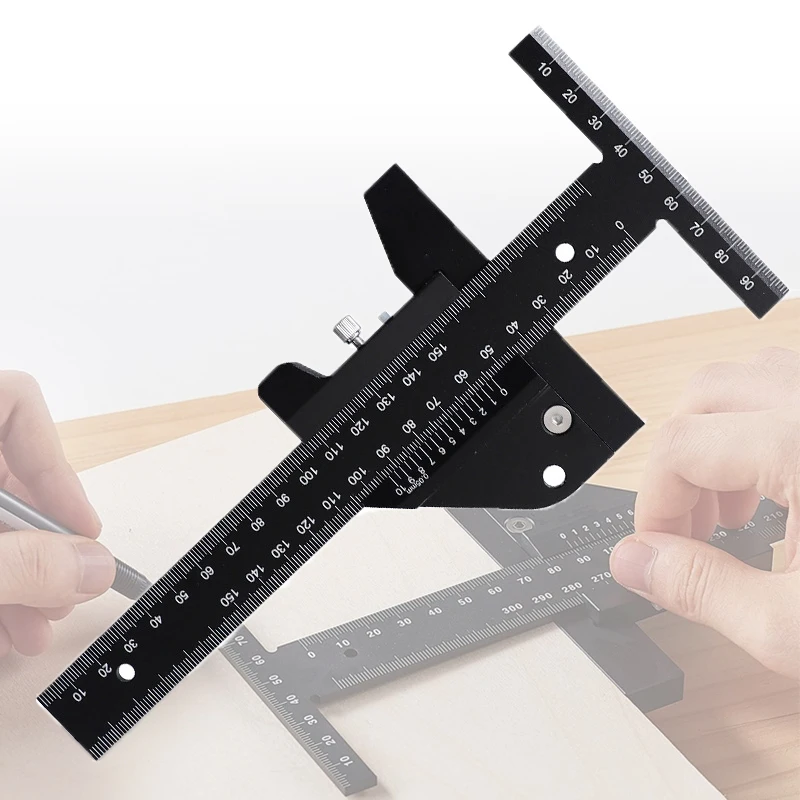 

T Shape Scale Ruler Scriber Gauge Drawing Sliding Marking Tool for Woodworking Measurement Height Limit Gauge Drafting Tools