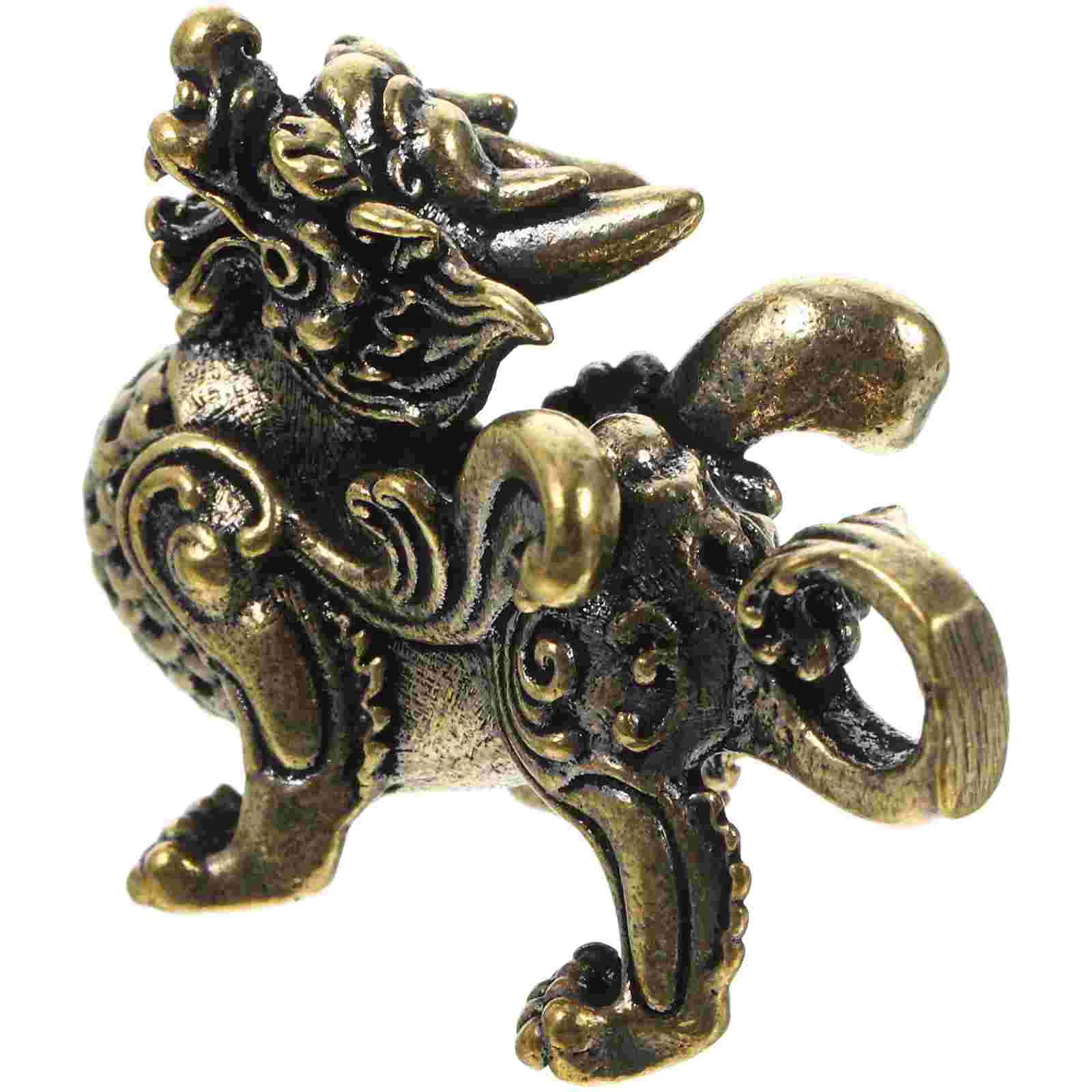 

Unicorn Ornament Keychain Decor Animals Sculpture Hanging Kylin Decorative Craft Vintage Figurine