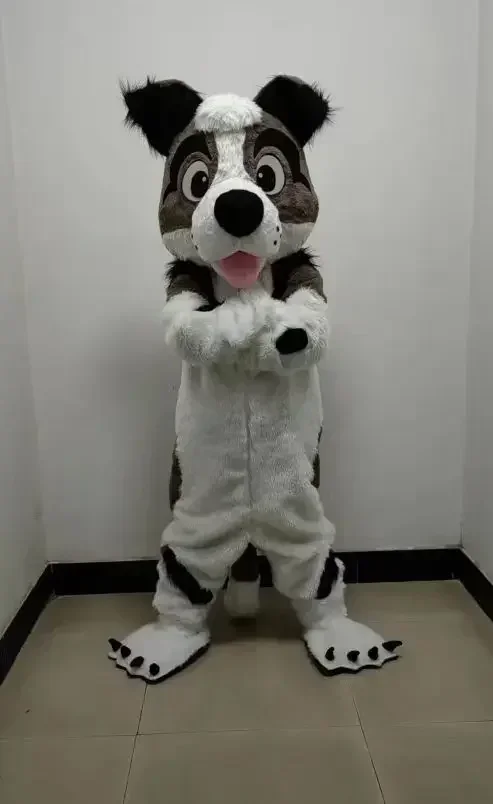 Длинный мех пушистая собака хаски лиса меховой костюм волк талисман рекламный