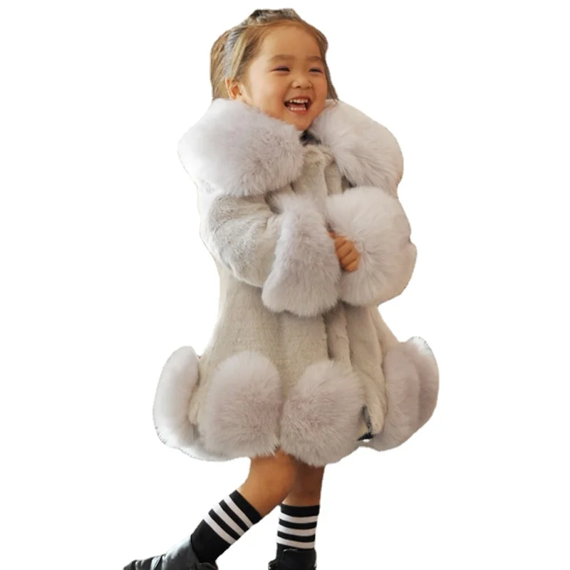 

2022 Winter Fashion Solid Faux Mink Fox Fur Coat for Teen Girl Baby Kids Clothes Girls Jacket Soft Warm Children's Clothing