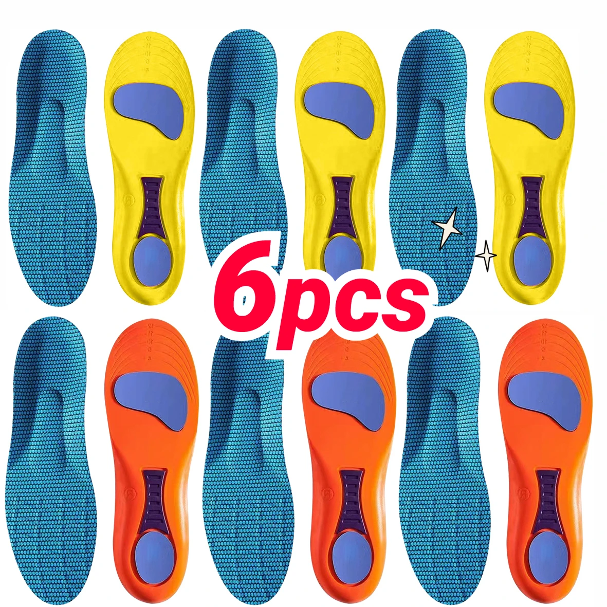 

6Pcs 4Pcs 2PcsSport Insoles for Shoes Sole Orthopedic Insoles Shock Absorption Deodorant Breathable Feet Cushion Running Soles
