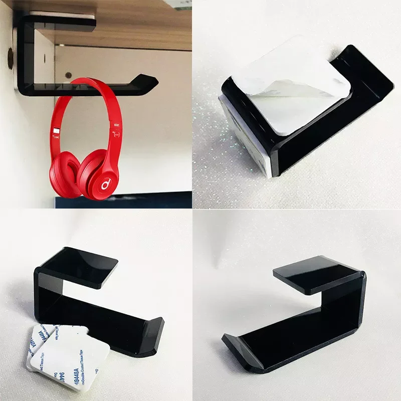 

9.8*6*4.5cm Acrylic Sticker Headphone Bracket Hanger Under Desk Wall Mounted Headset Holder Hook Earphone Sticky Display Stand