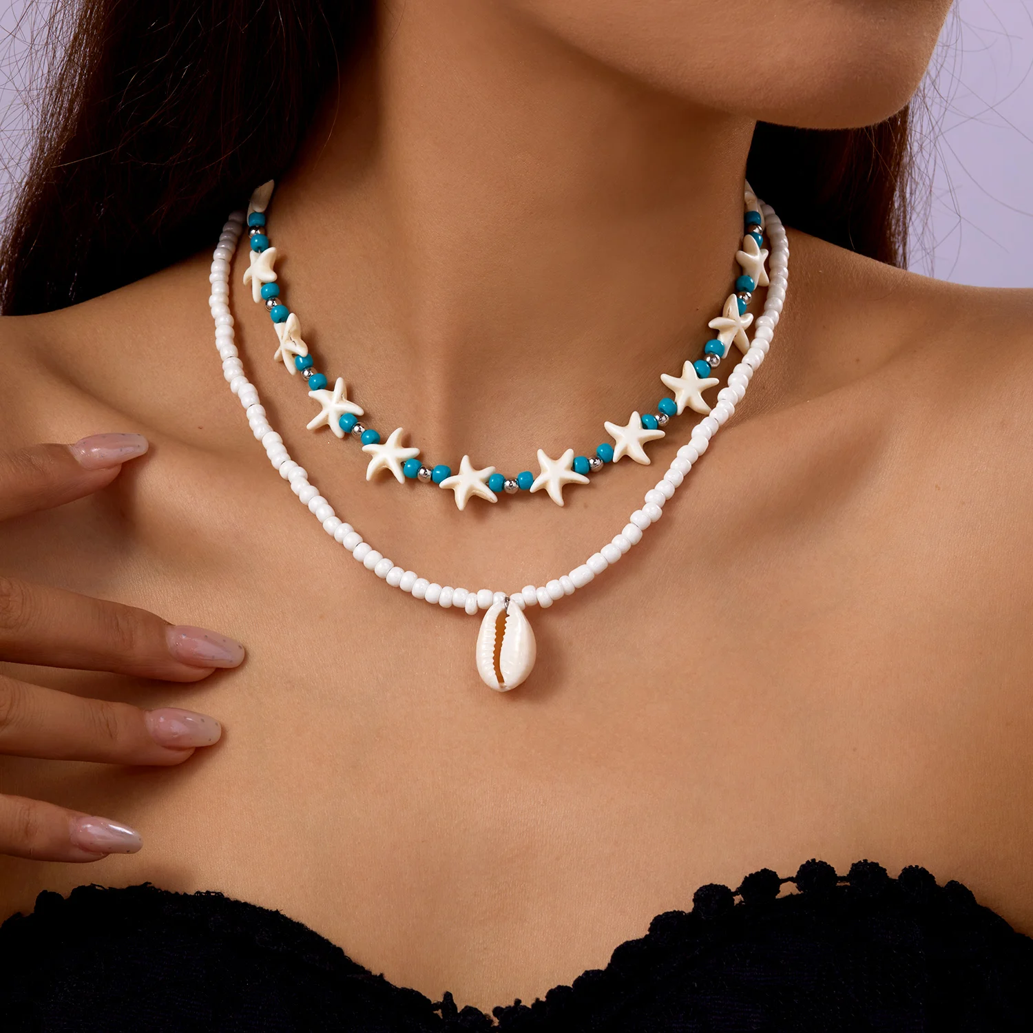 Rinhoo Бохо ожерелье с раковиной и морской звездой