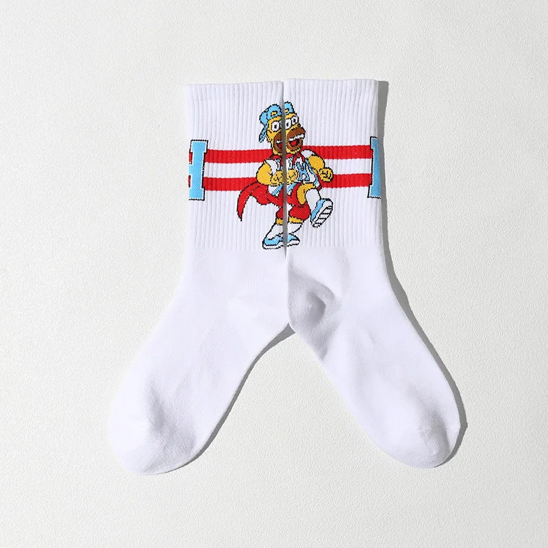 Носки мужские и женские из чесаного хлопка спортивные с мультяшным рисунком