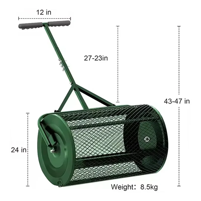 24-дюймовый съемный разбрасыватель почвы удобрения ручной роликовый газона для