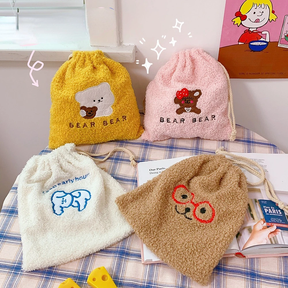 

Portable Simple Cute Bear Bunch Pocket Homemade Korean Style Ins Cosmetic Finishing Storage Bag Travel Wash Bag Household Tools