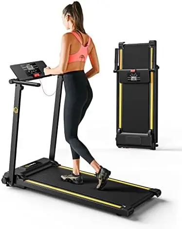 

Treadmill, 2.25HP Foldable Treadmill with 12 HIIT Modes, Compact Mini Treadmill for Home Office, Space Saving Small Treadmill wi