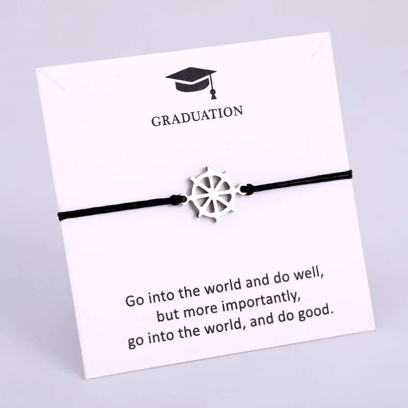 

Graduate Graduation Rudder Charm Bracelets Arrow Stainless Steel Women Men Unisex Adjustable Jewelry Drop Shipping