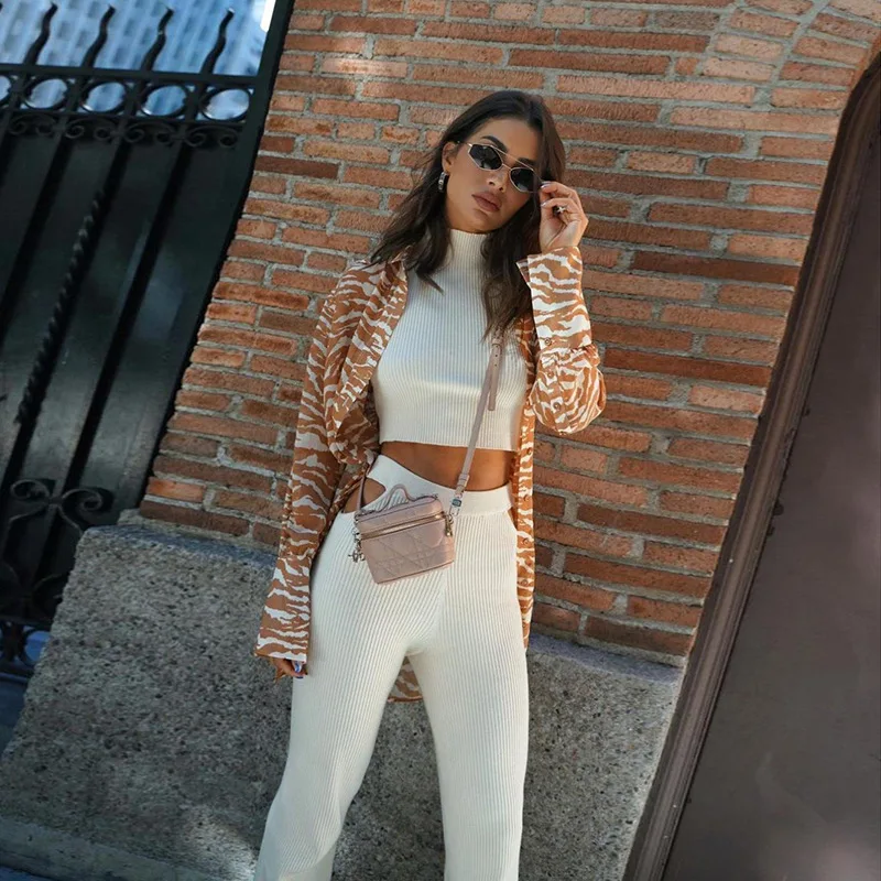 

2021 Summer New Women's Sleeveless Short-sleeved Open Back T-shirt Two-piece Suit Women Clothing Fashion Slim Straight Trousers