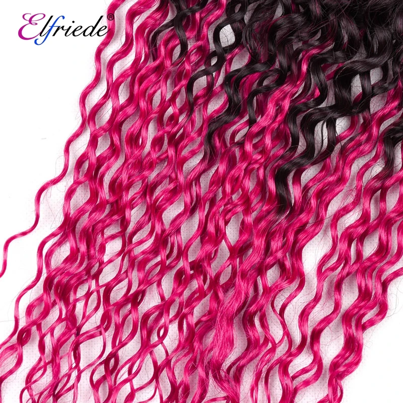 Elfriede T1B/розово-красные Курчавые Кудрявые Омбре цветные человеческие волосы 100%