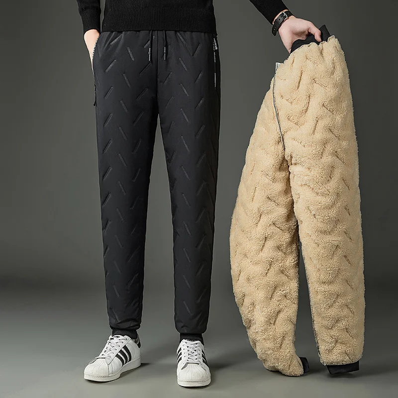 

2022 New Men's Winter Warm Thicken Sweatpants Joggers Pants Elegant Fleece Casual Water Proof Thermal Trousers 7XL