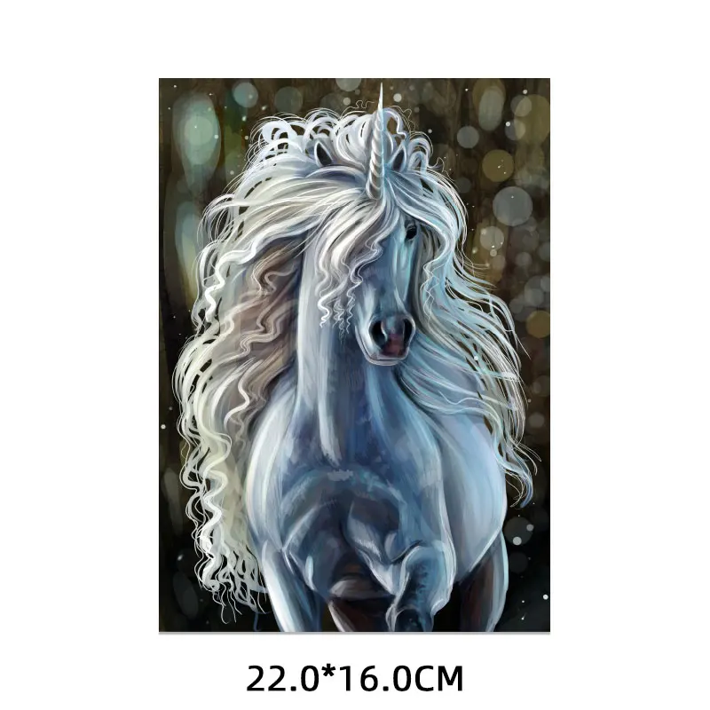 

White Unicorn Horse Patch Iron-on Transfers for Clothing Thermoadhesive Patches on Clothes T-shirts Thermal Stickers Appliques