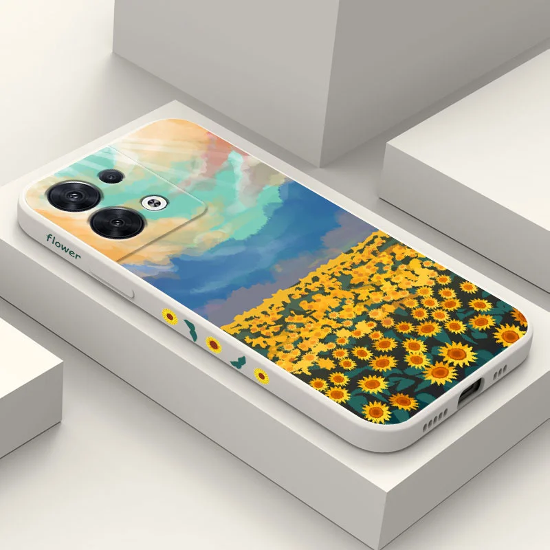 

Rainbow Sunflower Phone Case For OPPO Reno 8 8T 8Z 7 7Z 6 5 F19 F9 Pro 4G 5G Liquid Silicone Cover