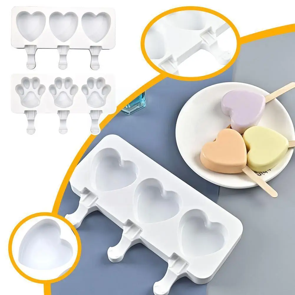 

Форма для мороженого в виде кошачьего Когтя с 3 полостями, аксессуары для пищевого пудинга, набор для выпечки шоколада в форме сердца, силиконовая форма «сделай сам» W3K5