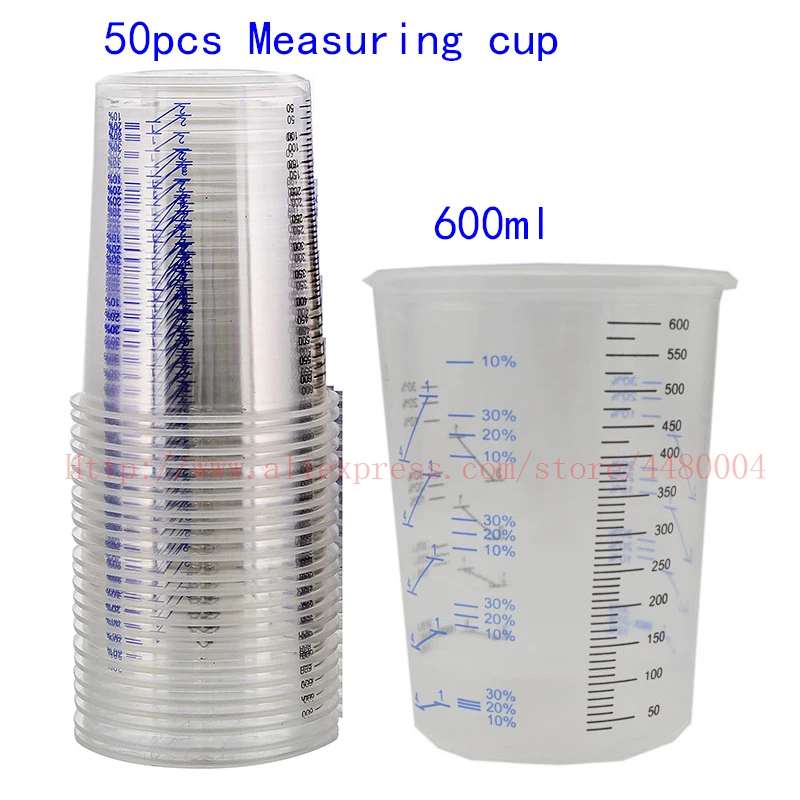 

25/50/100pcs Paint Spray Gun Cup 600ml Disposable Flexible Clear Graduated Plastic Mixing Cups Use for Car spraying