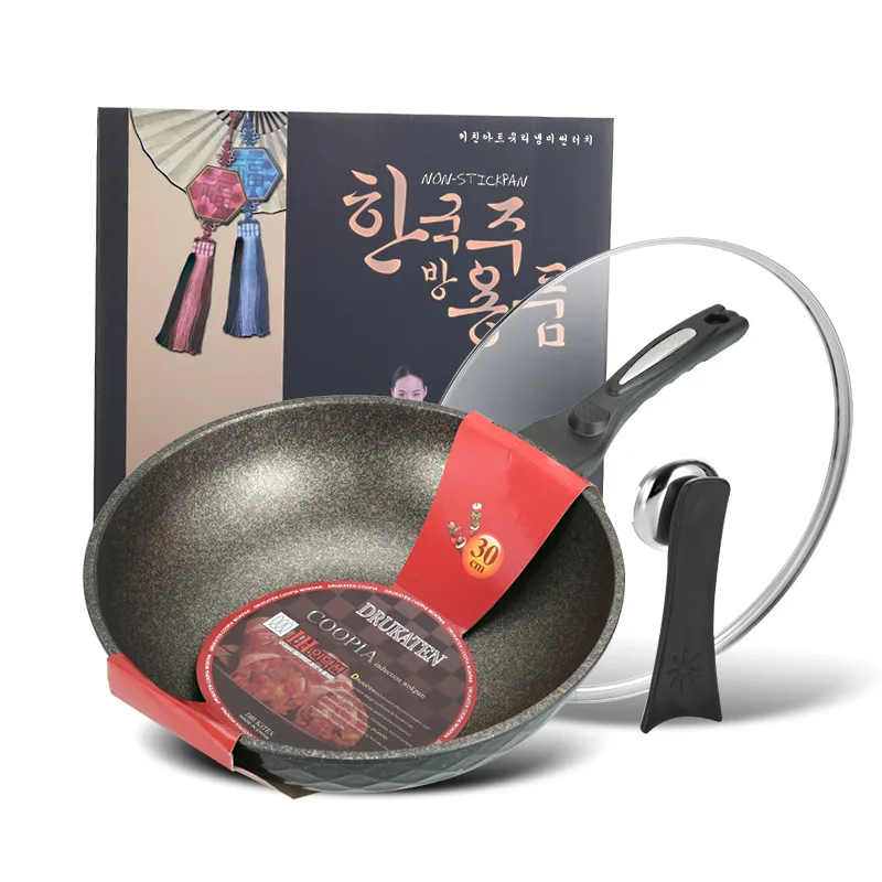 

Сковорода с антипригарным покрытием, корейский медицинский камень, для приготовления пищи, плоская сковорода, не требует пригорания, газовая индукционная плита