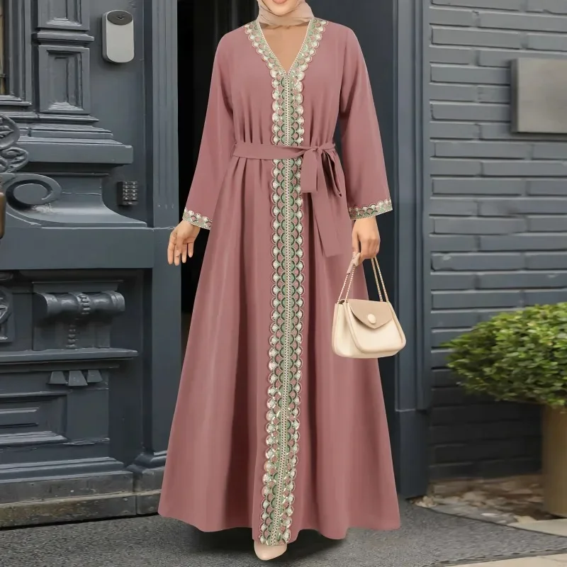 Элегантное вечернее платье Дубай Абая для женщин стильное мусульманское с
