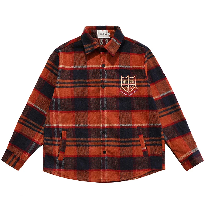 

Mens Harajuku Big Plaid Print Color Block Shirts Long Sleeve Oversized Blouse 2022 Summer Button Shirts Streetwear Tops