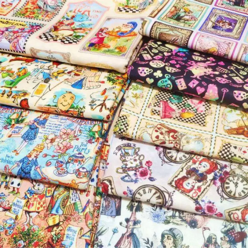 

Disney Alice In Wonderland 100% Cotton Fabric By Yard Material Patchwork Sewing Fabrics Quilt Needlework Diy Baby Cloth Material