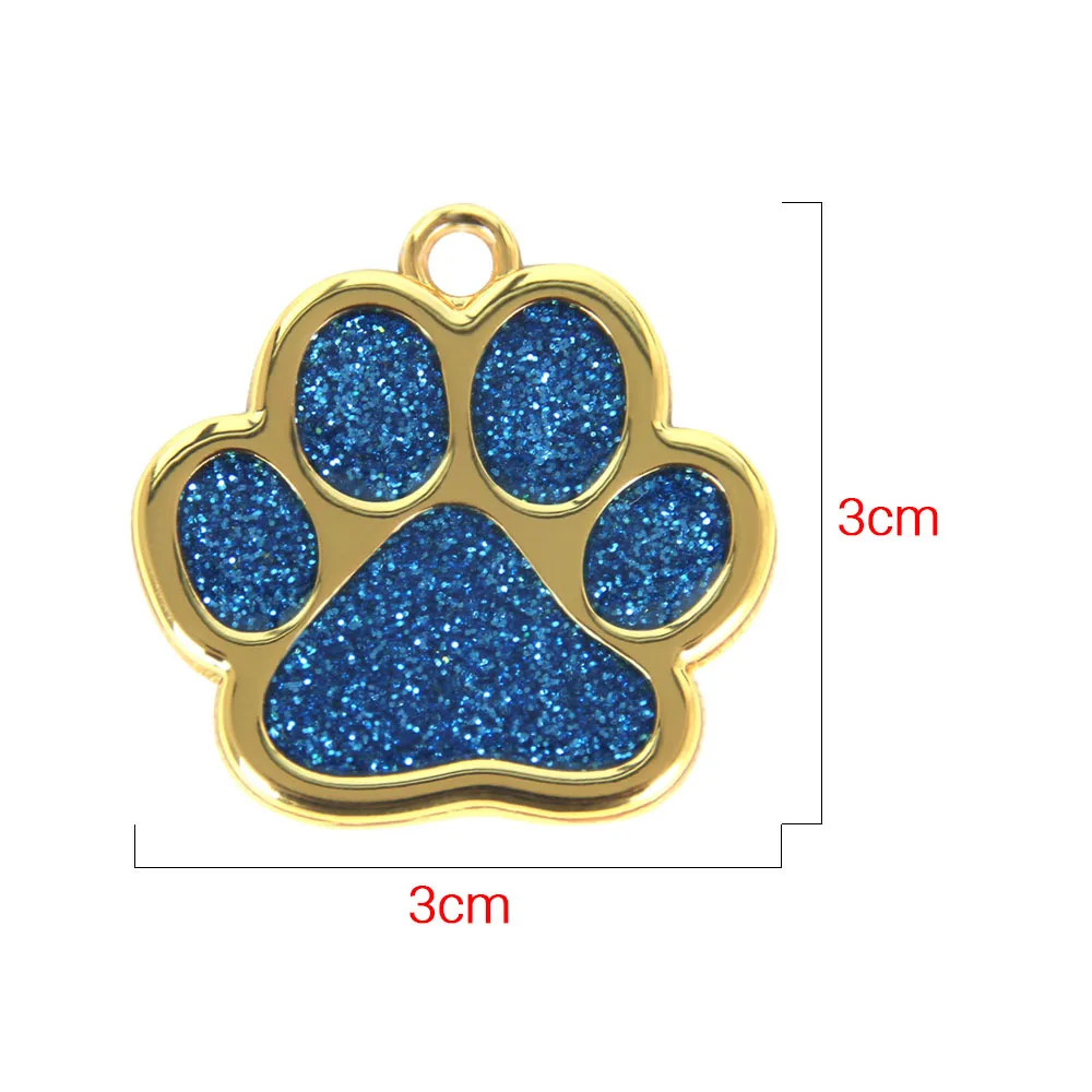 Personalized Collar Pet ID Tag Custom Free Engraved Cat Dog Puppy Name Necklace Gold Paw Glitter Pendant Pet Accessories 3CM images - 6