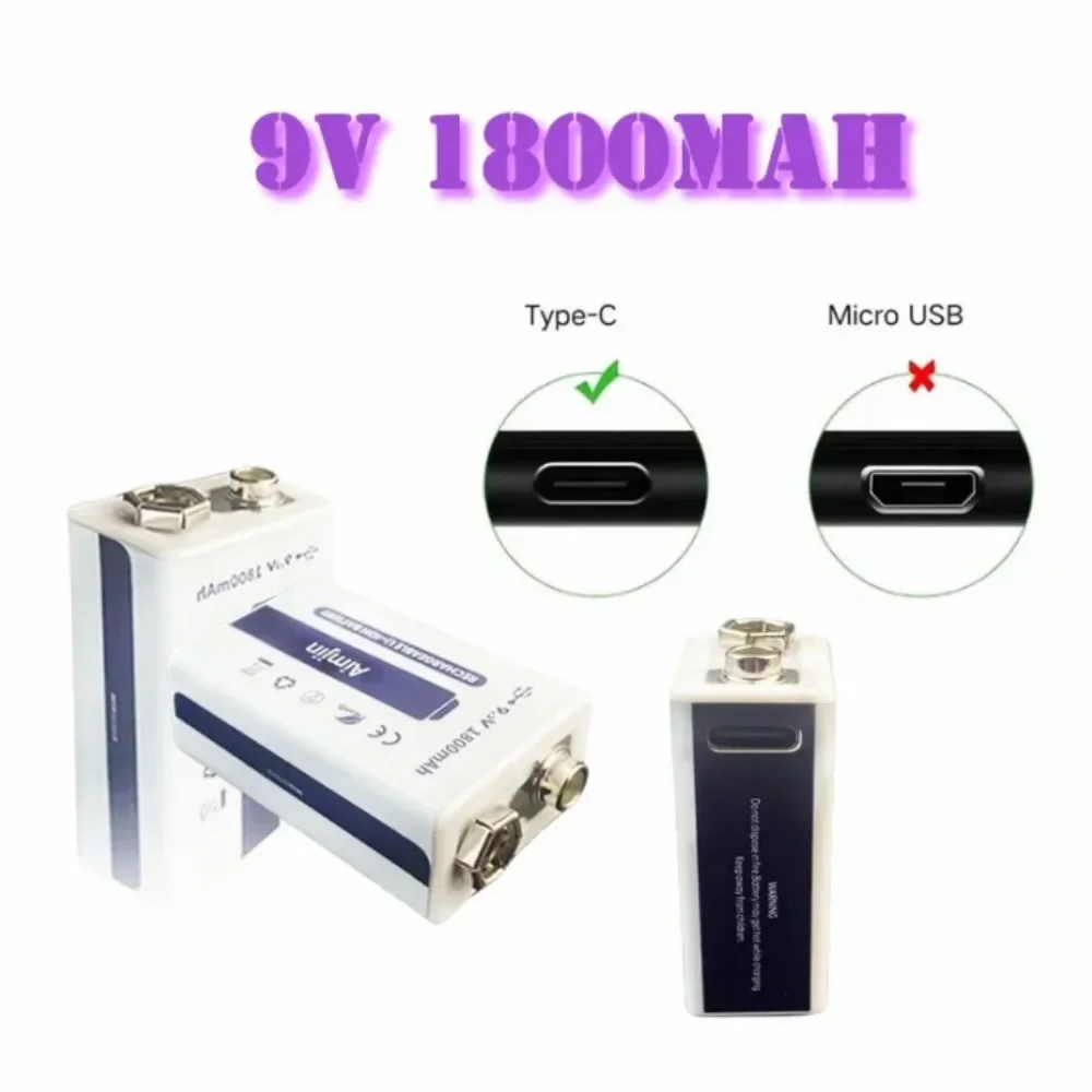 Литий-ионный аккумулятор Homime Krona 9В 1800мАч 6F22