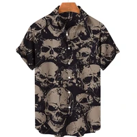 hawaiian shirt summer new shirts for men skull print harajuku clothes fashion designer mens shirts vintage casual short sleeved