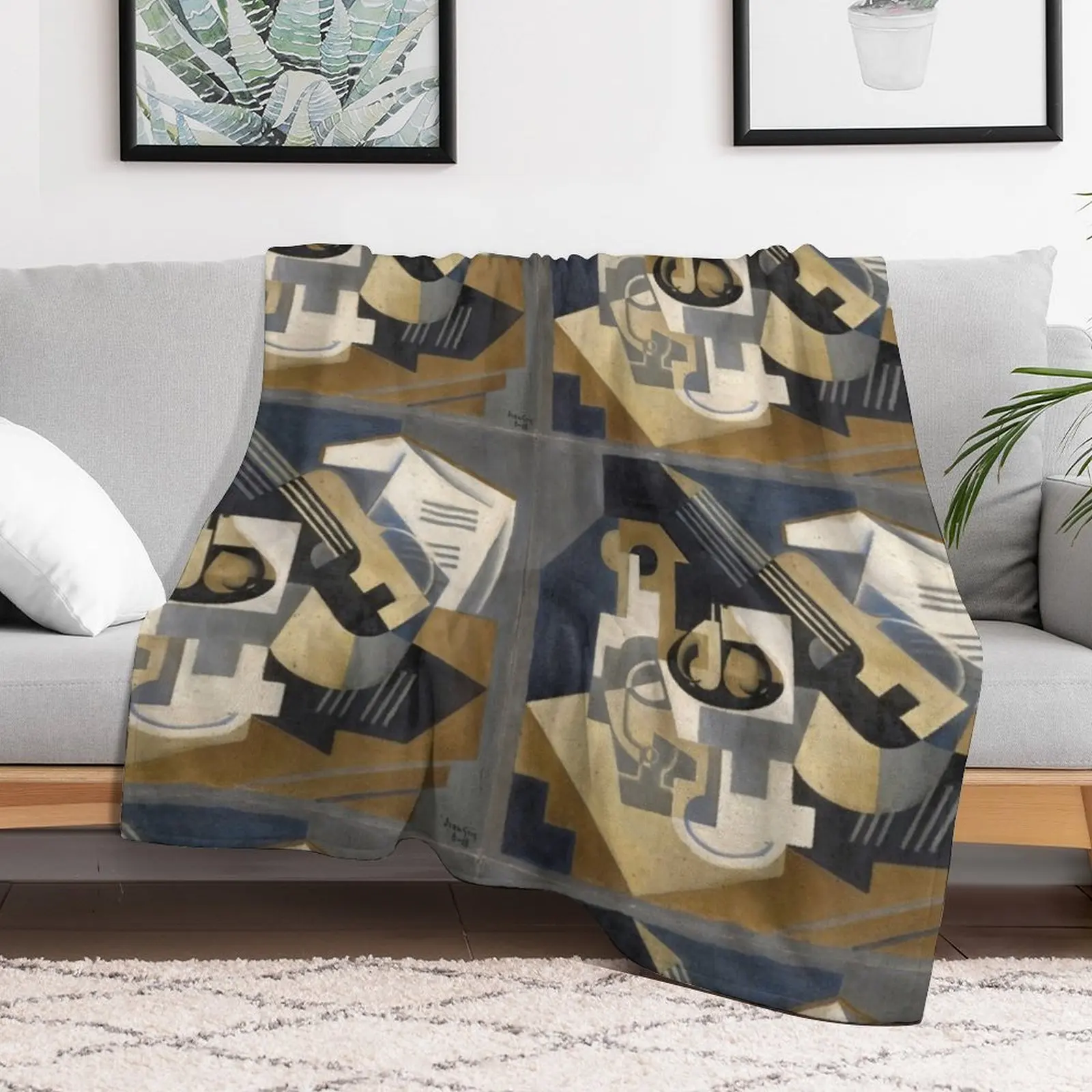 Juan Gris Чаша для гитары и фруктов на столе - Одеяло Большое одеяло декоративного