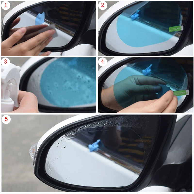 4/6Pcs Car Anti-rain Anti-Fog Anti-Scratch Clear Protective Membrane Car Rearview Mirror Film Stickers Auto Exterior Accessories
