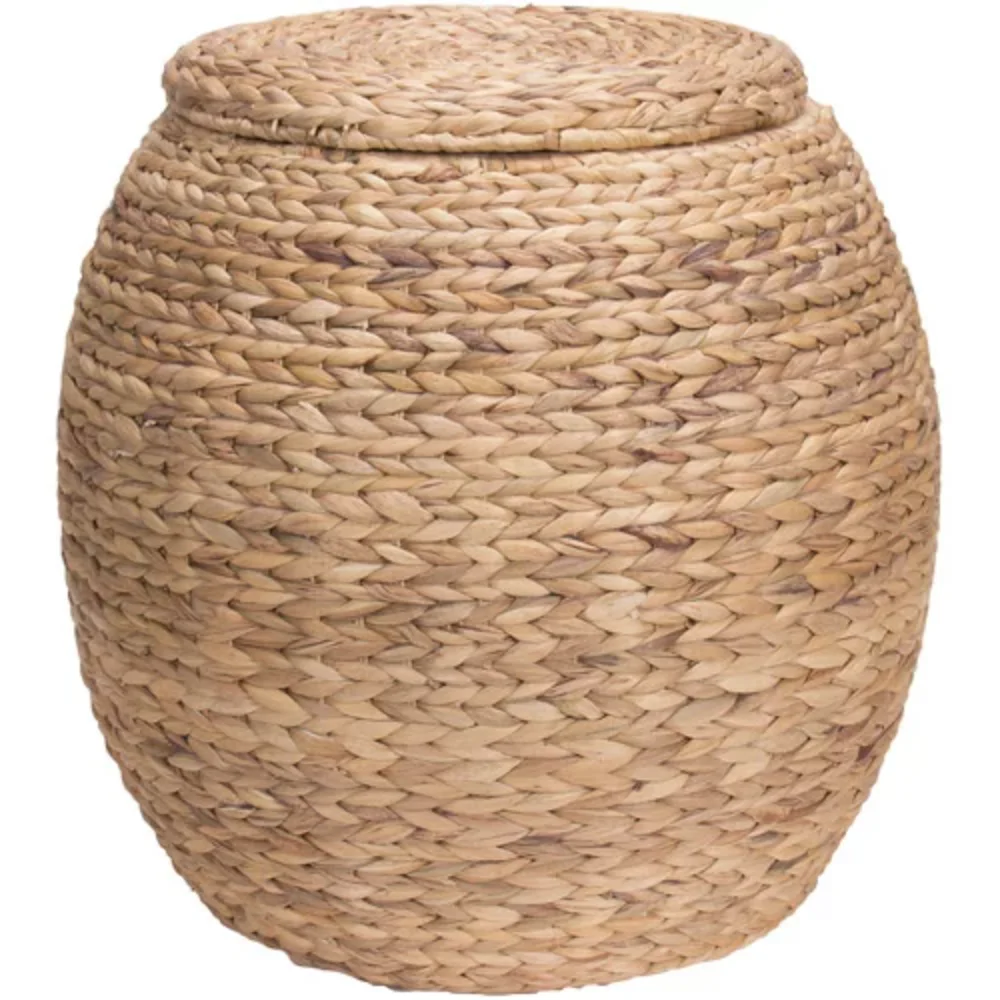 

Household Essentials Large Round Water Hyacinth Wicker Storage Basket with Lid