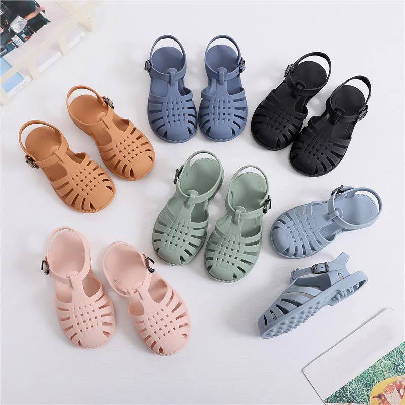 

2023 Beach Baby Sandals Casual Breathable Hollow Out Roman Shoes PVC Summer Kids Shoes Gladiator Girls Children Sandals