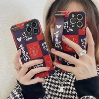 disney check cartoon mickey minnie mouse phone case for iphone 13 11 12 pro max xs xr x 8 7 plus se 2 camera lens protections