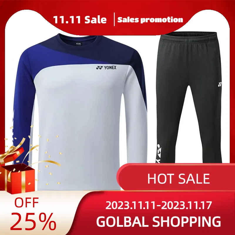 

YY осенне-зимняя длинная Мужская и Женская теннисная футболка для бадминтона толстая, влагопоглощающая и стандартная теплая