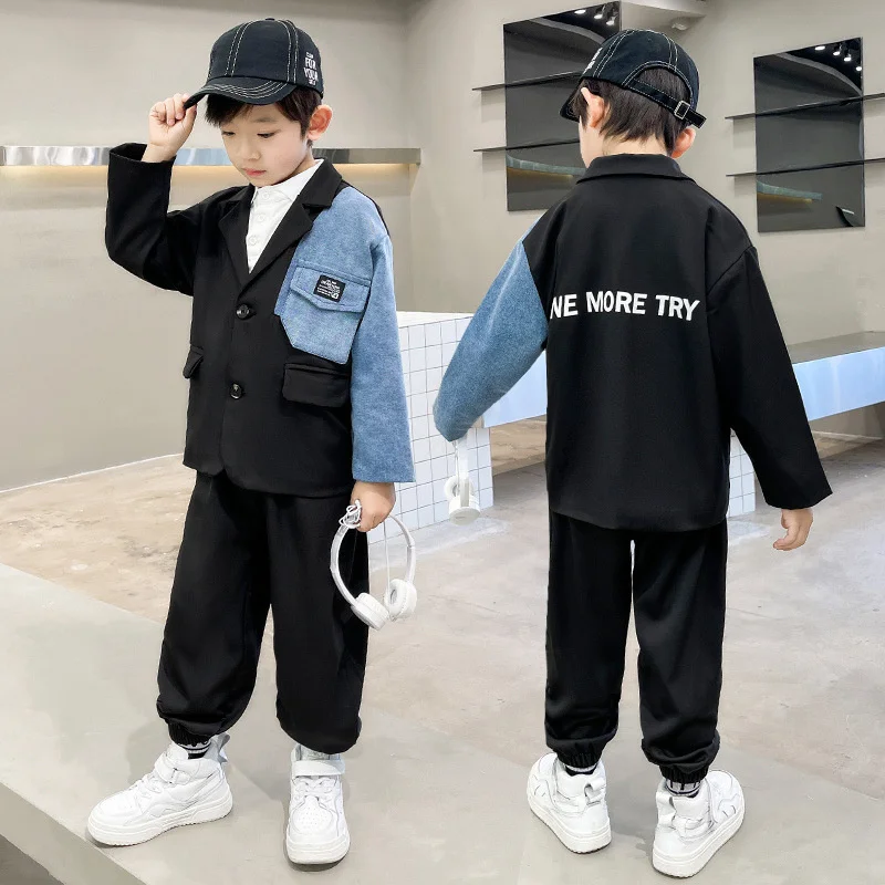 

Boys Suit Sweatshirts +Pants Cotton 2Pcs/Sets 2023 Popular Spring Autumn Sports Sets Warm Thicken Children Clothing