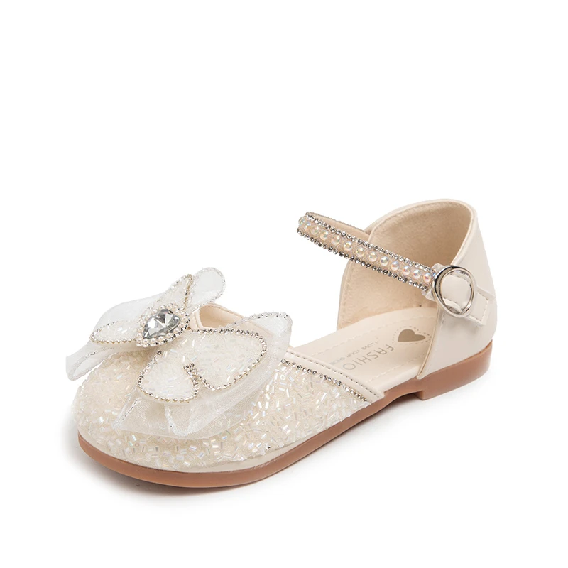 

Summer Girls Sandals Fashion Sequins Rhinestone Bow Girls Princess Shoes Baby Girl Shoes Flat Heel Sandals Size 23-34