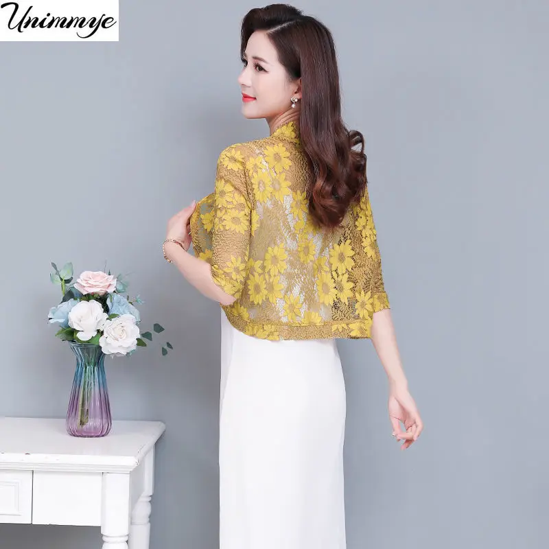 

3/4 Sleeve Crop Shawls Women Bolero Open Front Shrugs White Black Hollow Lace Bolero Wedding Jacket Cardigan Bride Wraps J552