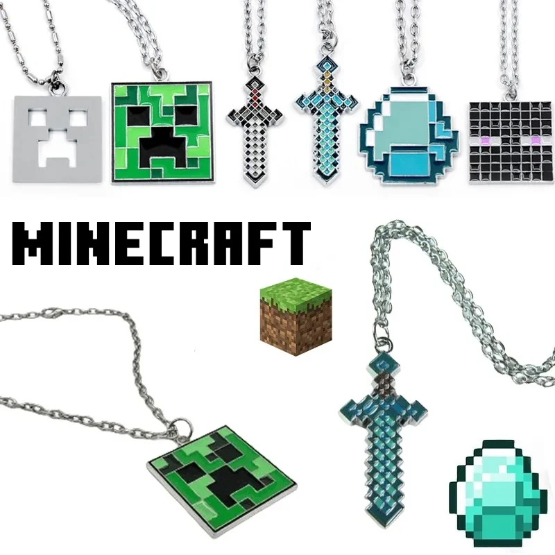 Ожерелье Minecraft креативный кулон крипер алмазный меч кирка Enderman игровые ювелирные