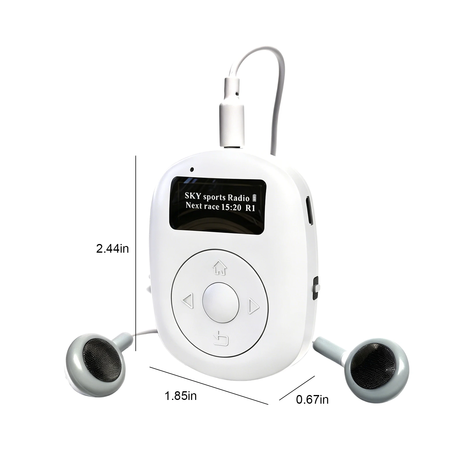 Фото Портативное карманное радио FM/DAB с USB-зарядкой, OLED-дисплеем и наушниками для прогулок, бега, спортзала, кемпинга №5
