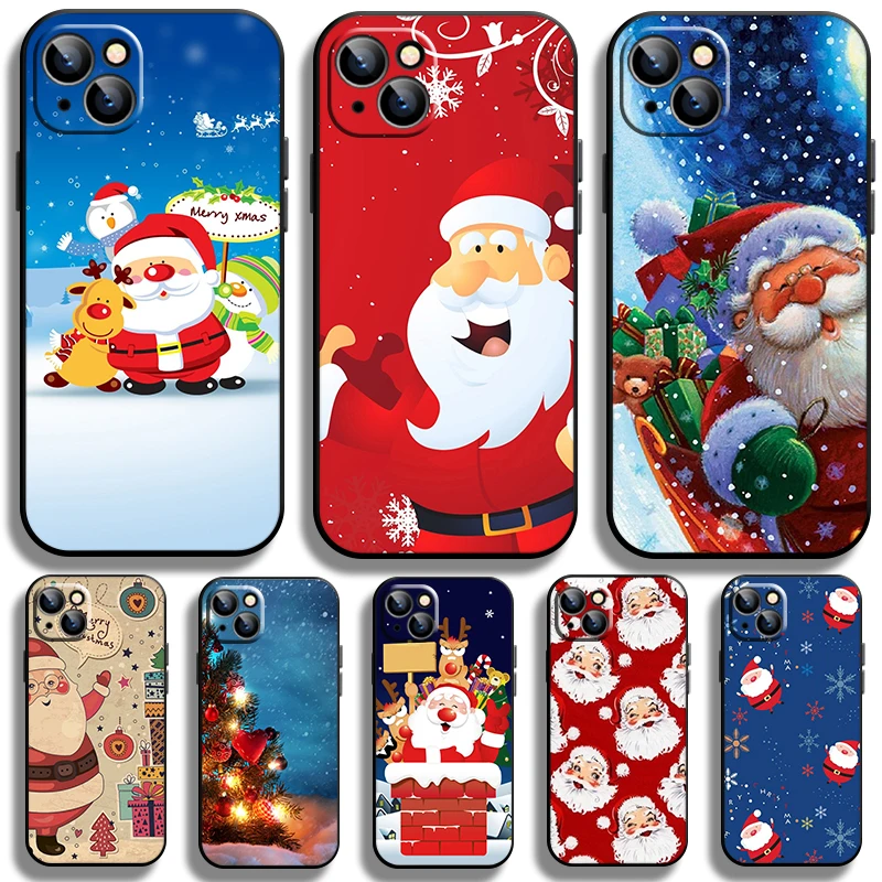 

Santa christmas Case For Apple iPhone 14 13 12 11 Pro Max Mini XS Max X XR 7 8 Plus SE2020 TPU Black Phone Cover Coque Core Capa