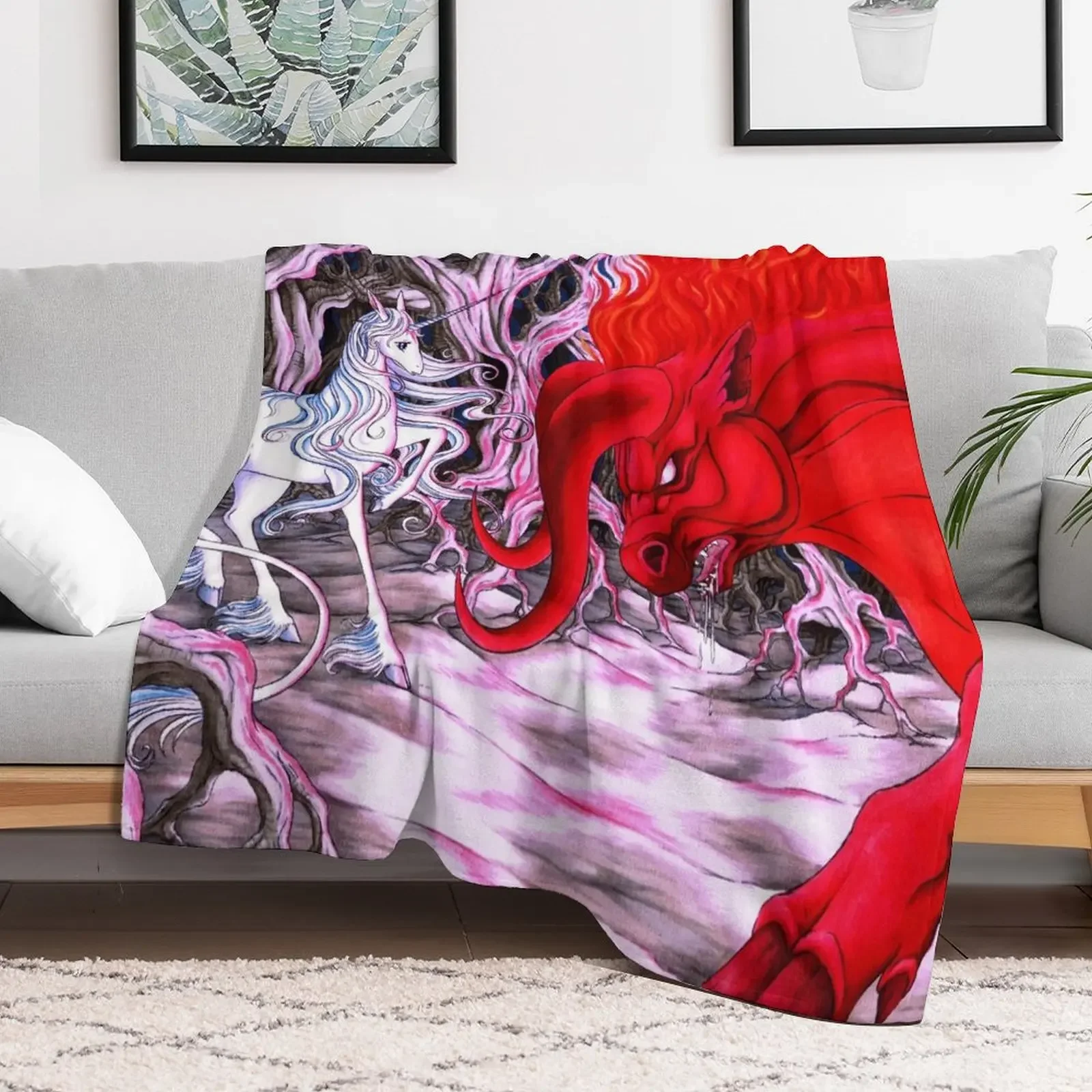 Одеяло в клетку с единорогом для косплея