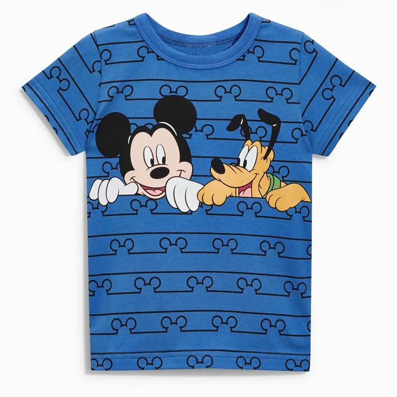 Новая летняя детская футболка с рисунком Микки и Минни Маус для маленьких
