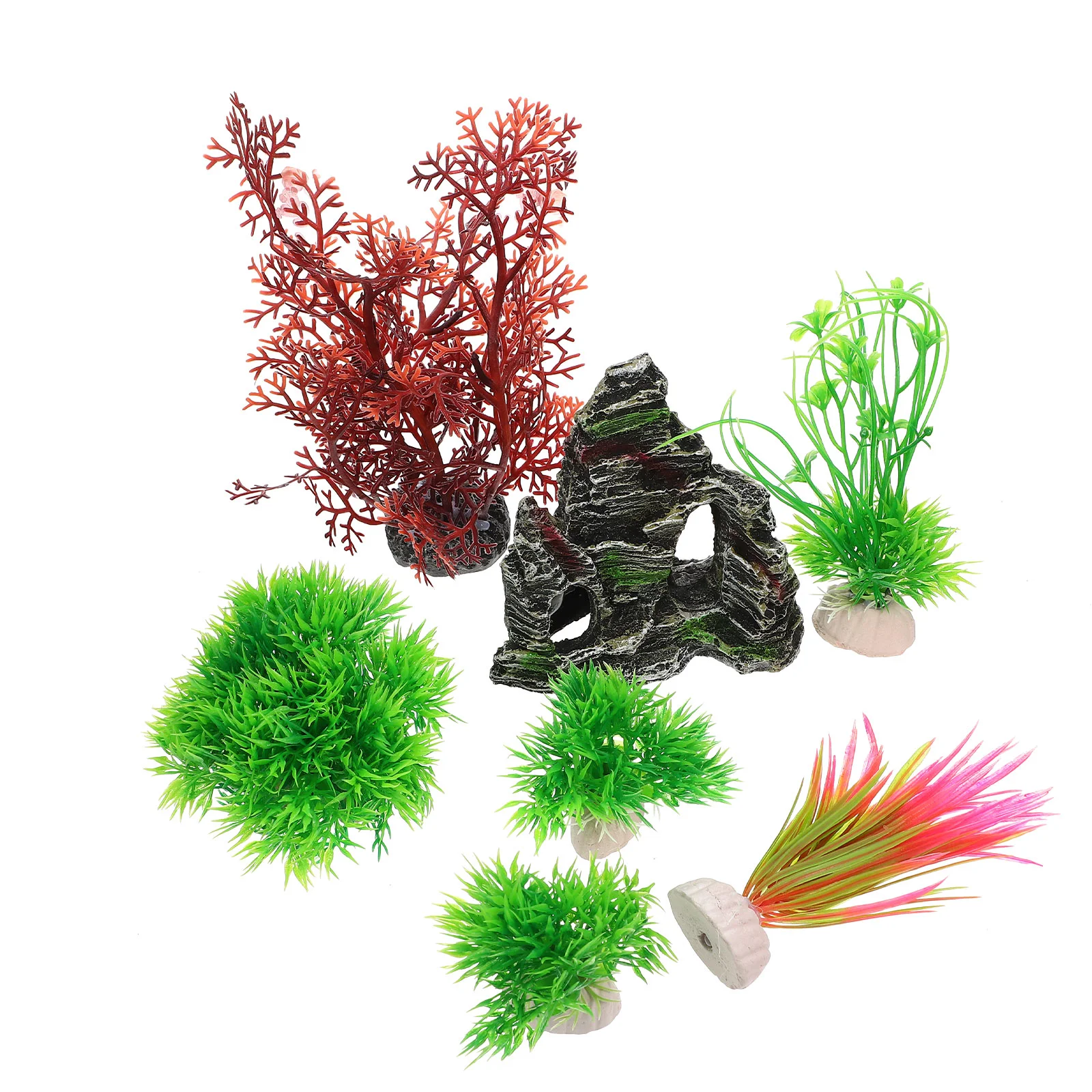 

1 Набор искусственных украшений, креативная статуя рокера, аквариум с имитацией растений