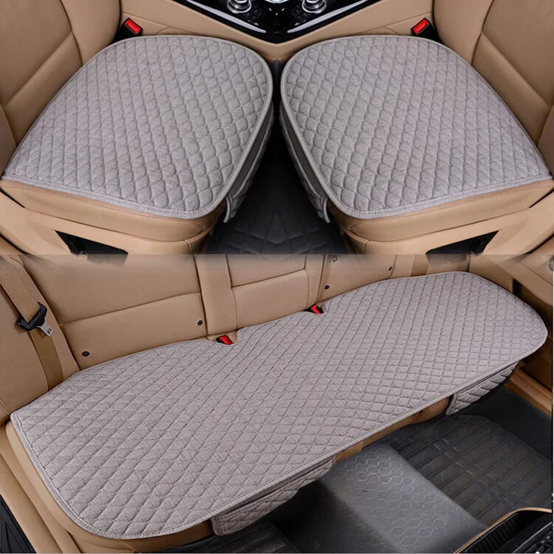 

Breathable Protector Mat Pad Universal Auto Interior Styling Truck SUV Van Flax Car Seat Cover Front Rear Linen Fabric Cushion