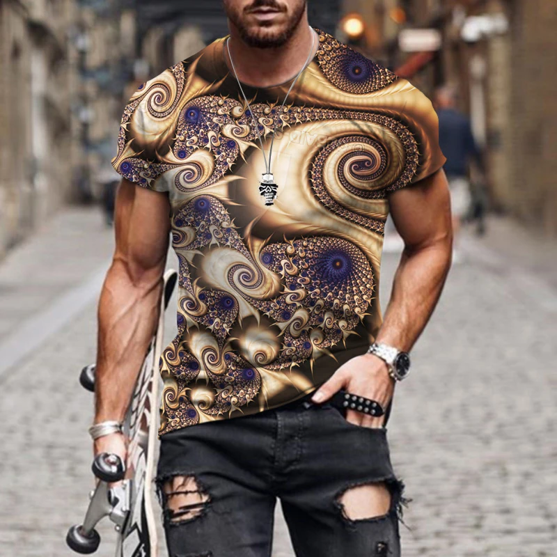 

2022 Summer New Motorcycle Fashion Punk Style Print Round Neck Men's Loose Oversized Shirt Retro Short Sleeve Clothing male