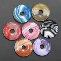 25mm selling round donut onyx stone pendants crystal carnelian agates quartz charms necklace jewelry accessories wholesale 10pcs