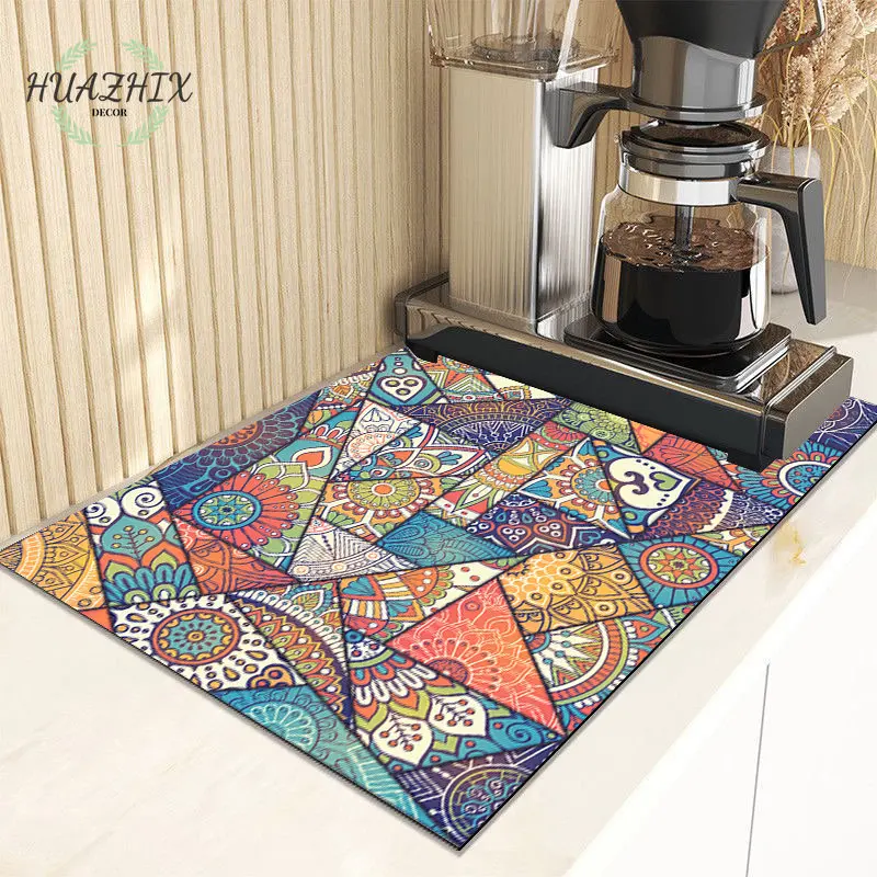 

Abstract Geometric Drainage Kitchen Dish Mat Pad Placemat Drying Silicone Quick Dry Absorbent Anti-Bacteria Tableware Bottle Rug