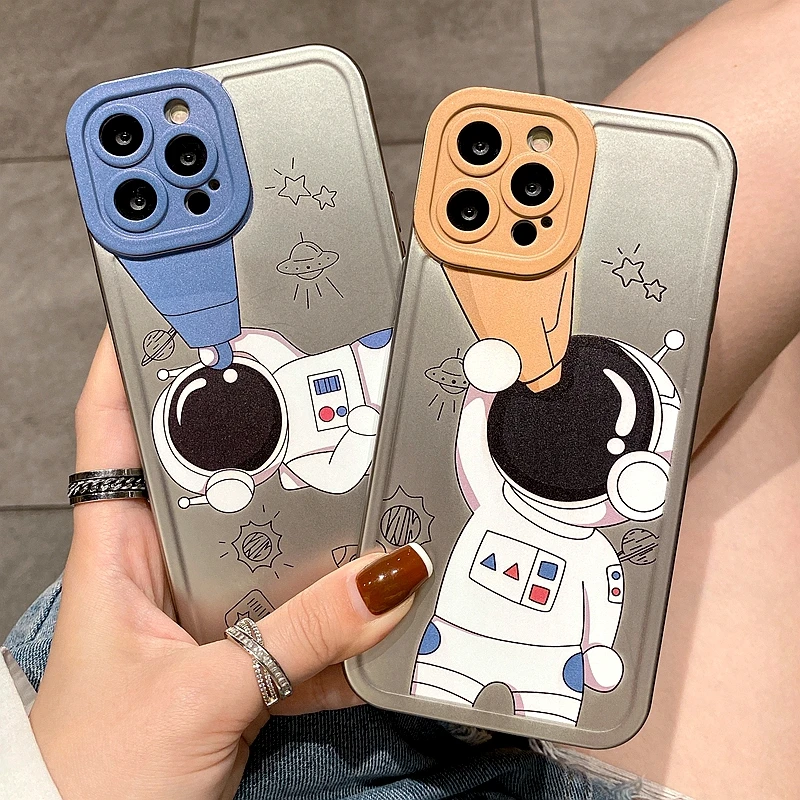 

Cartoon Cute Astronaut Phone Case For iPhone 11 12 13 Pro Max XS X XR 7 8 Plus SE 2020 Shockproof Bumper Cover