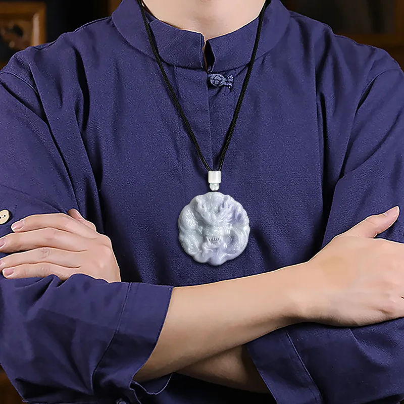 Подвеска в виде дракона из натурального жадеита властителя зодиака красивая