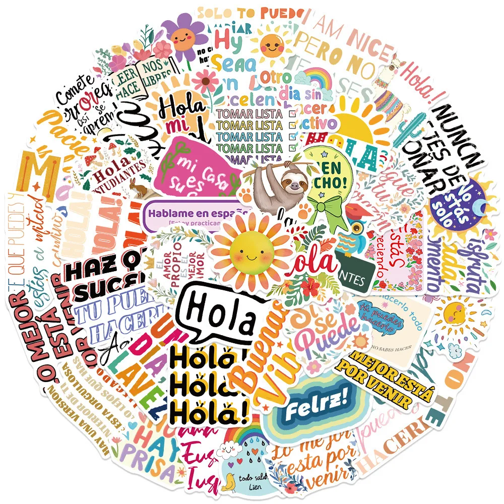 10/50 шт. вдохновляющие испанские наклейки мотивационные фразы с цитатами из жизни